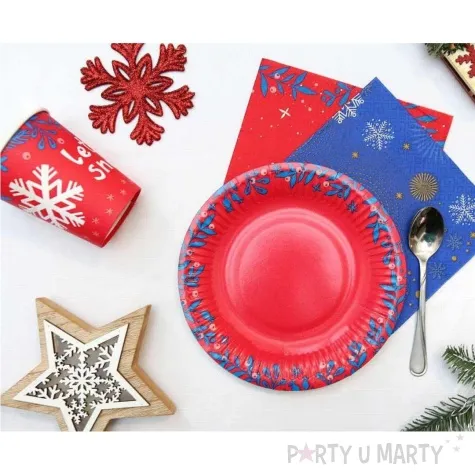 kubeczki papierowe let it snow swiateczne wzory czerwony godan 250 ml 6 szt