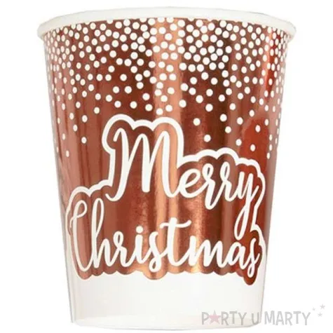 kubeczki papierowe merry christmas rozowe zloto neviti 200 ml 8 szt