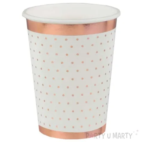 kubeczki papierowe miedziane kropeczki i paski biale santex 270 ml 10 szt