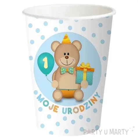 kubeczki papierowe moje 1 urodziny blekitne 6 szt