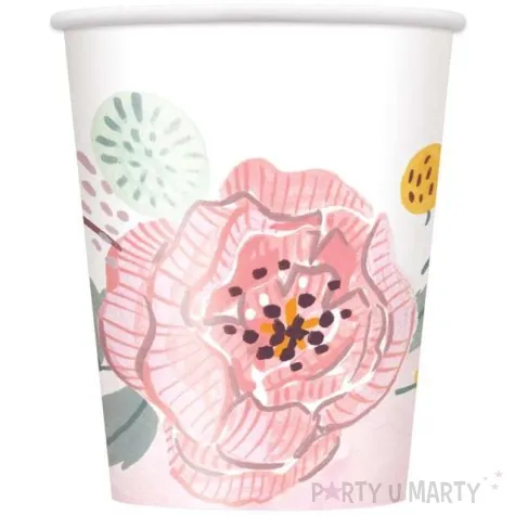 kubeczki papierowe mr i mrs kwiaty unique 266 ml 8 szt