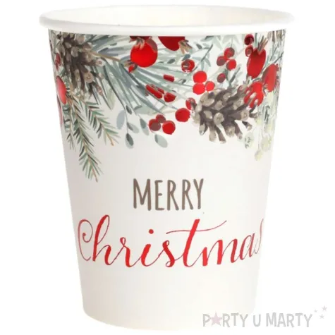 kubeczki papierowe ostrokrzew czerwone owoce santex 21 cm 10 szt