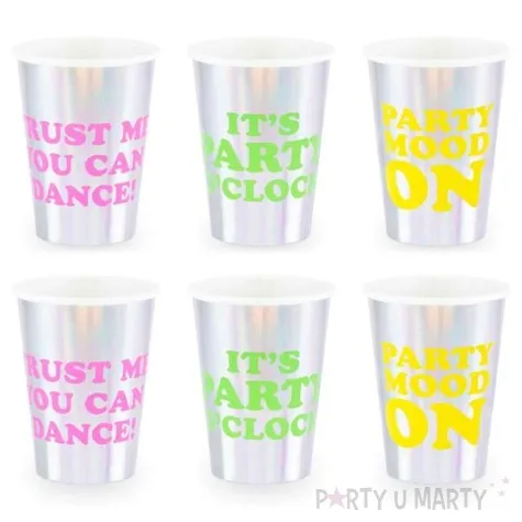 kubeczki papierowe party mix holograficzne partydeco 360 ml 6 szt