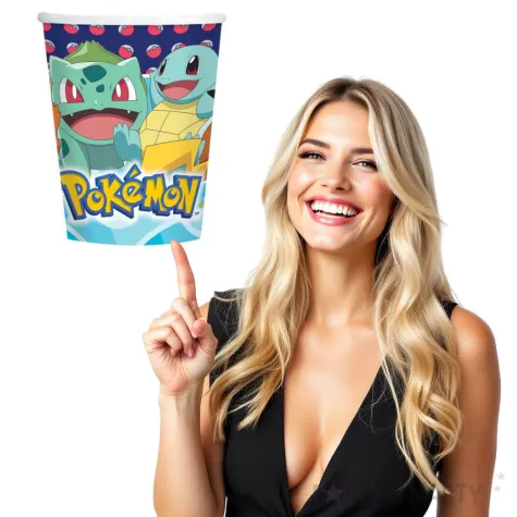kubeczki papierowe pokemony amscan 250 ml 8 szt