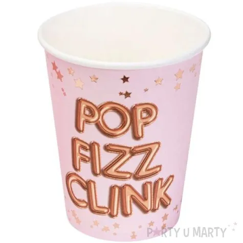 kubeczki papierowe pop fizz clink glitz glamour rozowo zlote neviti 270 ml 8 szt