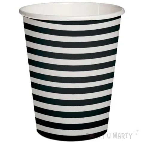 kubeczki papierowe poziome paski bialo czarne paw 250 ml 10 szt