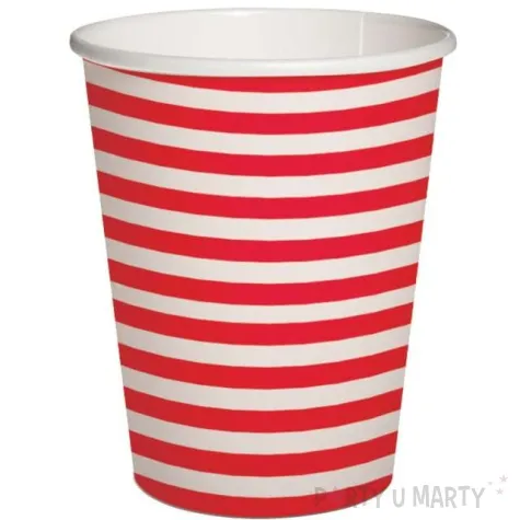 kubeczki papierowe poziome paski bialo czerwone paw 250 ml 10 szt