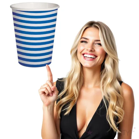 kubeczki papierowe poziome paski bialo niebieskie paw 250 ml 10 szt