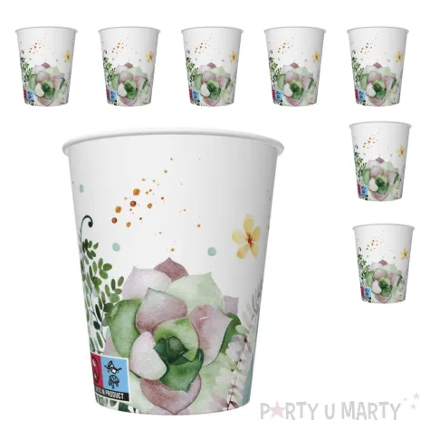 kubeczki papierowe roslinne akwarelowe galazki maki 270 ml 8 szt