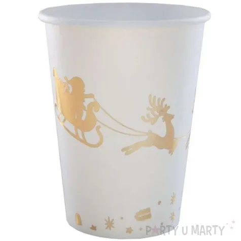 kubeczki papierowe sanie swietego mikolaja zlote santex 250 ml 10 szt