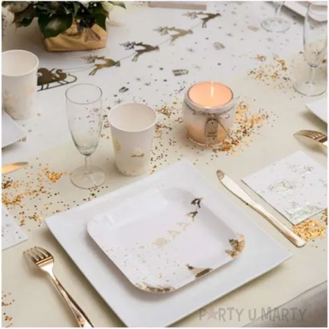 kubeczki papierowe sanie swietego mikolaja zlote santex 250 ml 10 szt