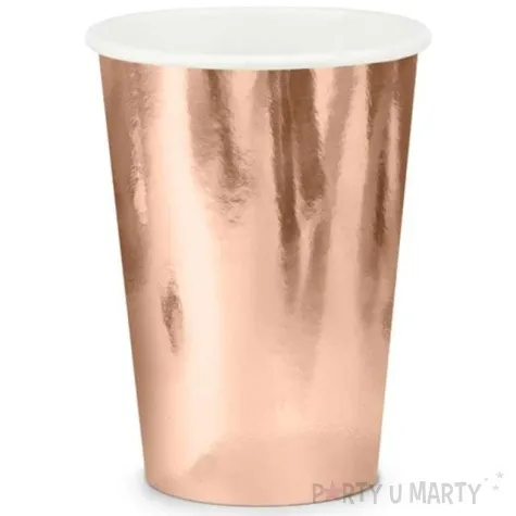 kubeczki papierowe shiny premium rozowe zloto partydeco 220 ml 6 szt