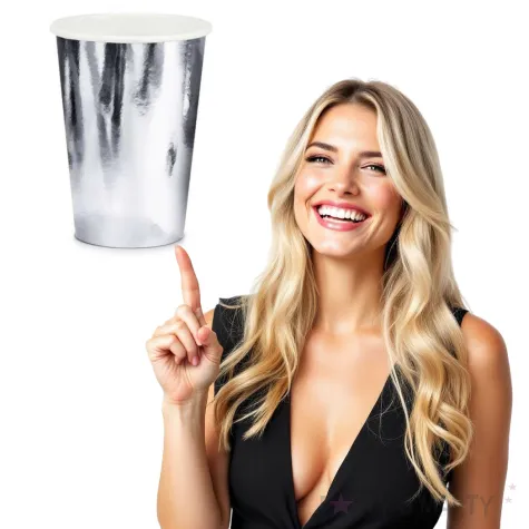 kubeczki papierowe shiny premium srebrny jix 9 cm 6 szt