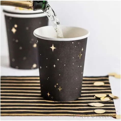 kubeczki papierowe sylwestrowe gwiazdki partydeco 260 ml 6 szt
