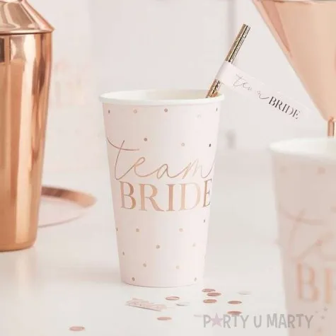 kubeczki papierowe team bride rozowe zloto godan 470 ml 8 szt
