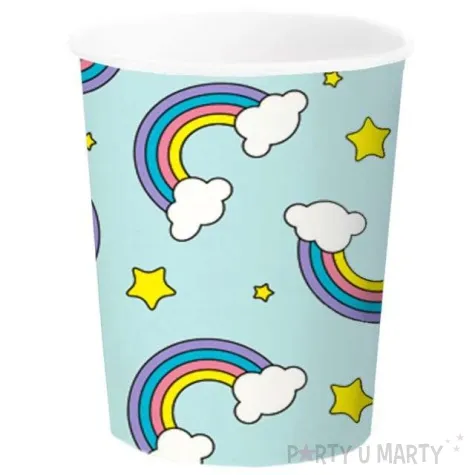 kubeczki papierowe tecza w chmurkach partypal 6 szt 230 ml