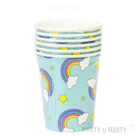 kubeczki papierowe tecza w chmurkach partypal 6 szt 230 ml