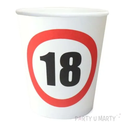kubeczki papierowe urodziny 18 traffic birthday congee 250ml 6 szt