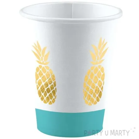 kubeczki papierowe zlote ananasy amscan 250 ml 8 szt