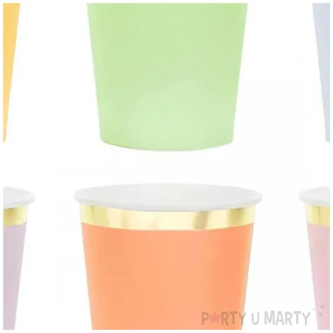 kubeczki papierowe zlote brzegi partydeco 220 ml 6 szt