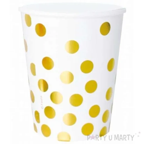 kubeczki papierowe zlote groszki biale 270 ml 6 szt