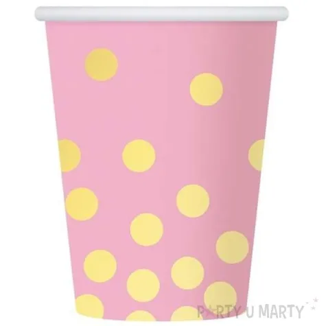 kubeczki papierowe zlote groszki rozowe 270 ml 6 szt
