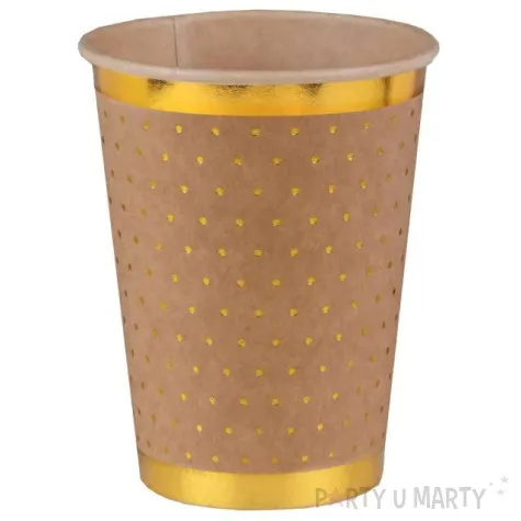 kubeczki papierowe zlote kropeczki i paski brazowe santex 270 ml 10 szt