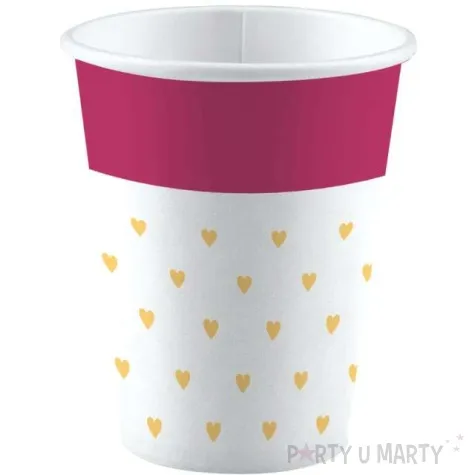 kubeczki papierowe zlote serca rozowo zlote amscan 250 ml 8 szt