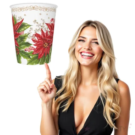 kubeczki swiateczna poinsecja maki 250 ml 8 szt