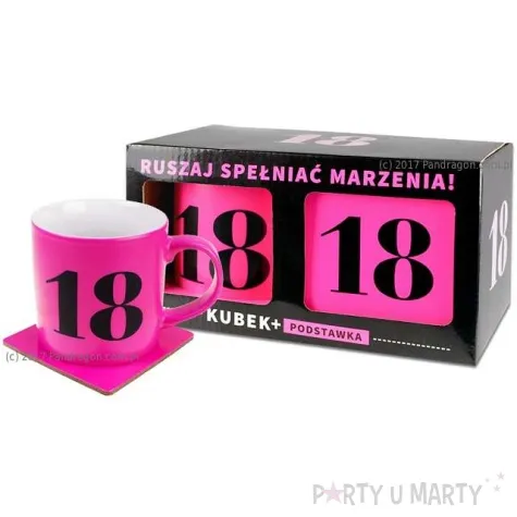 kubek 18 urodziny neon rozowy pan dragon