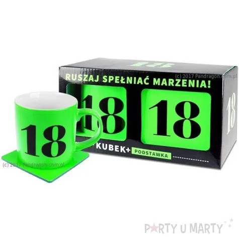 kubek 18 urodziny neon zielony pan dragon