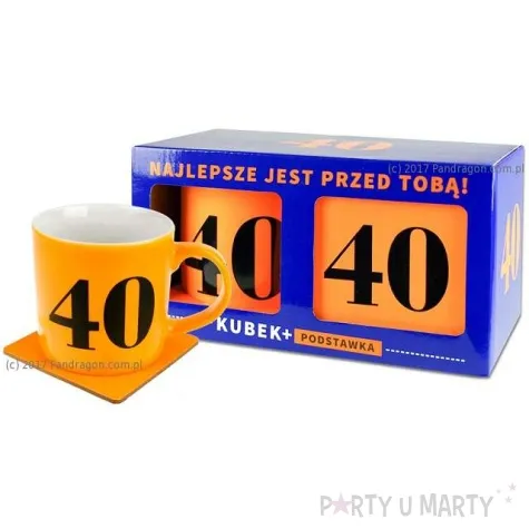 kubek 40 urodziny neon pomaranczowy pan dragon