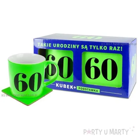kubek 60 urodziny neon zielony pan dragon
