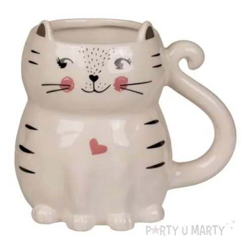 kubek ceramiczny kot bialy ootb