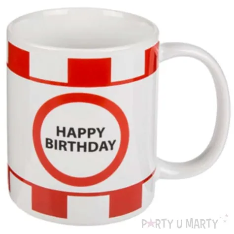 kubek happy birthday bialo czerwony ootb 300 ml