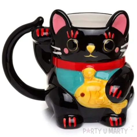 kubek kot szczescia czarny kemis 450 ml