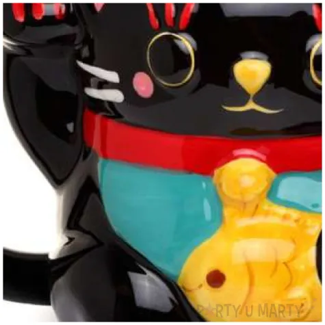 kubek kot szczescia czarny kemis 450 ml