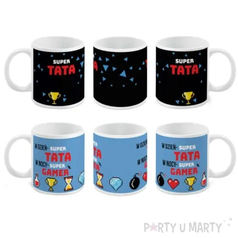 kubek magiczny super tata super gamer bialy bgtech 300 ml