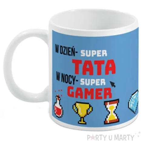 kubek magiczny super tata super gamer bialy bgtech 300 ml
