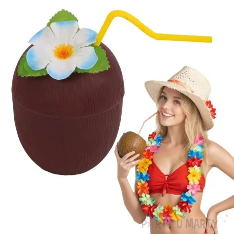 kubek ozdobny kokos ze slomka brazowy guirca 300 ml