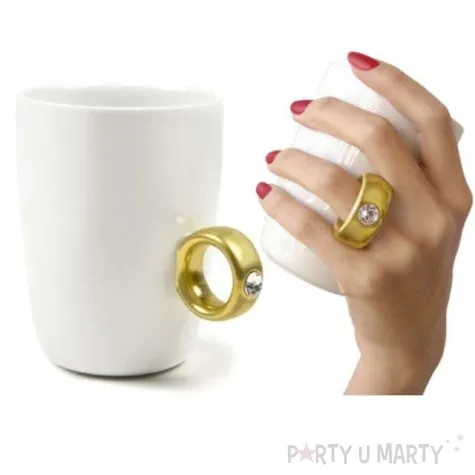 kubek pierscionek bialy ze zlotym gadgetmaster