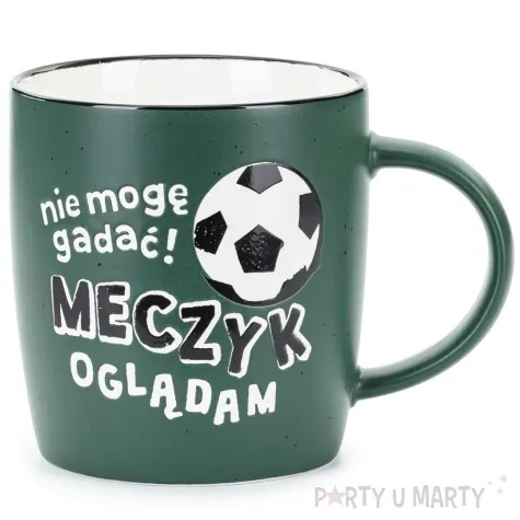 kubek pilka nozna meczyk ogladam zielony ciemny partydeco 350 ml