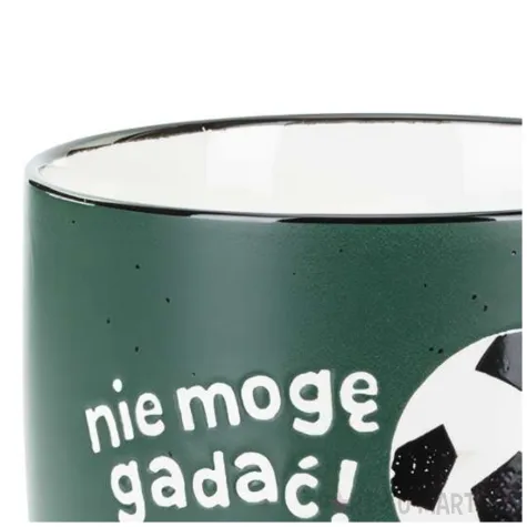 kubek pilka nozna meczyk ogladam zielony ciemny partydeco 350 ml