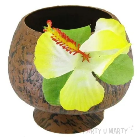 kubek plastikowy kokos z kwiatkiem
