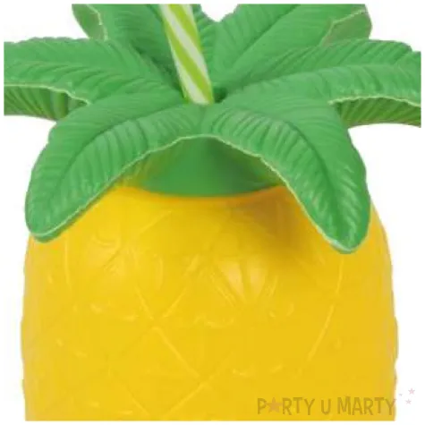 kubek plastikowy ze slomka ananas ze slomka guirca 300 ml