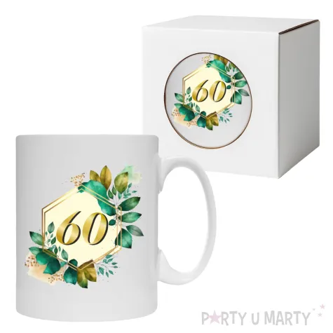 kubek szmaragdowe listki 60 urodziny 330 ml