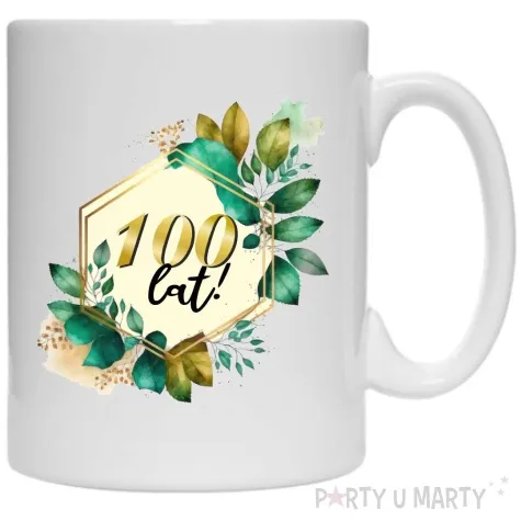 kubek szmaragdowe listki urodziny 100 lat 330 ml