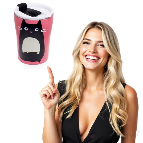 kubek termiczny czarny kotek puckator 330 ml