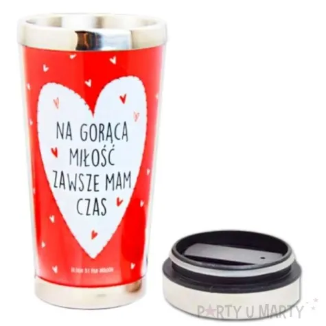 kubek termiczny na goraca milosc zawsze mam czas serce czerwony pan dragon 450 ml