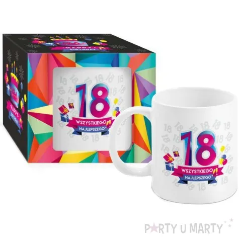 kubek z nadrukiem 18 te urodziny boss bialy bgtech 300 ml